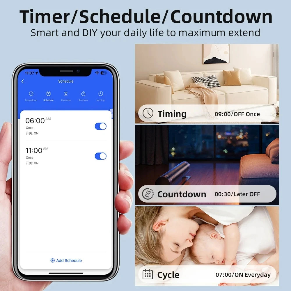 Tuya Mini Interruptor WiFi de 16A, Módulo de Automatización de Casa Inteligente, Control de 2 Vías con App Smart Life, Funciona con Alexa y Google Home
