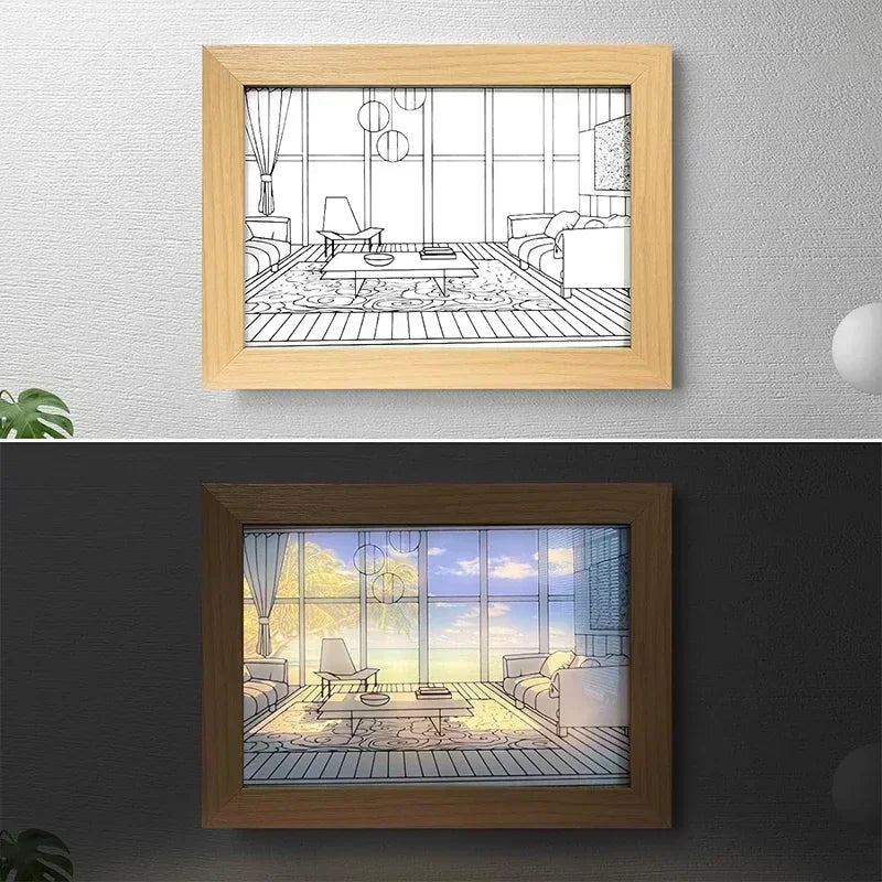 Led Mood Lamp Painting Wall Art 3 Color Changable Modes Romantic Decorative Night Light For Bedroom Living Party