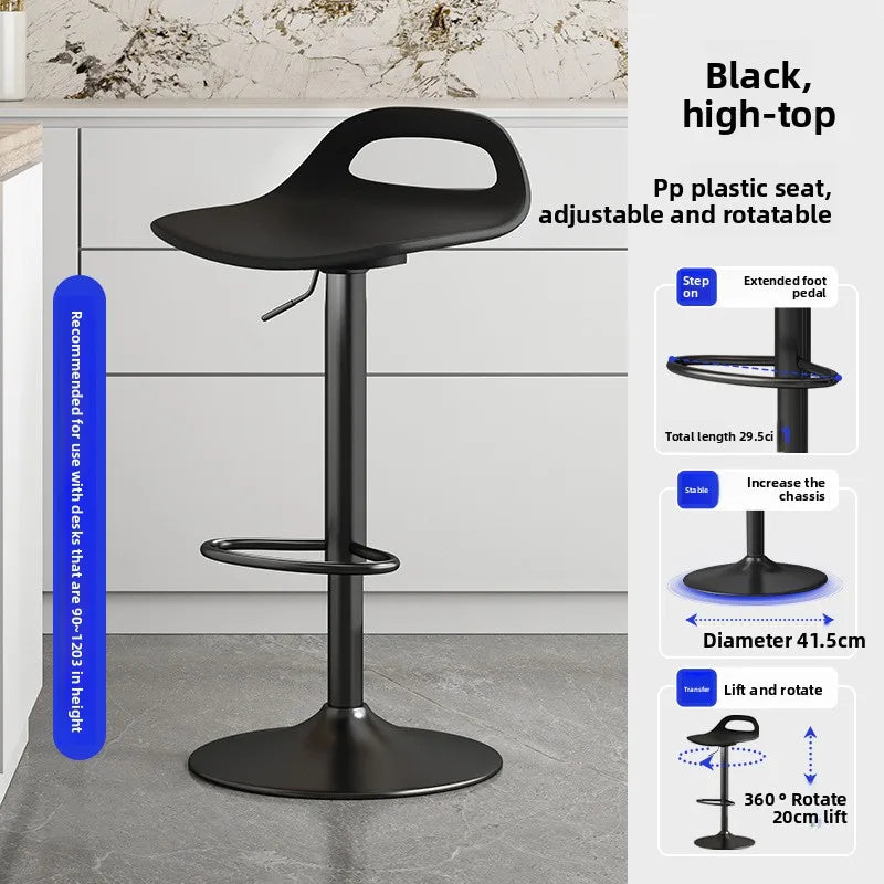 Taburete de bar hidráulico giratorio ajustable, taburete de cocina, silla de bar con respaldo y asiento acolchado, par de tumbonas para isla de hogar comercial