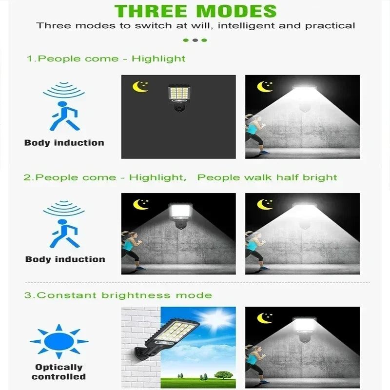 Farolas solares para exteriores, lámpara solar con 3 modos de luz, sensor de movimiento impermeable, iluminación de seguridad para jardín, patio, sendero.