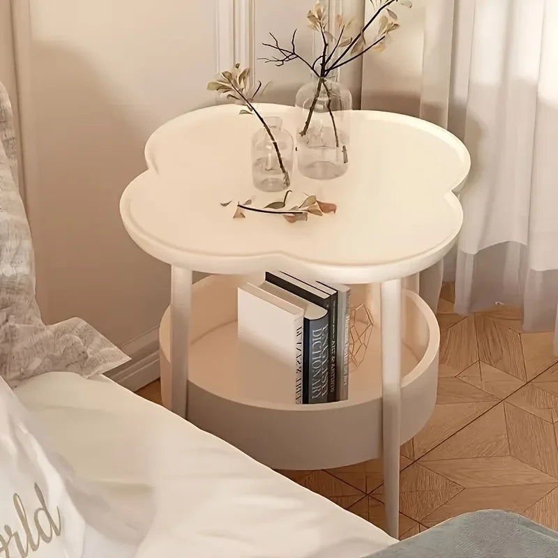 Mesa Auxiliar de Sofá Trébol de Cuatro Hojas, Mesita de Noche, Sala de Estar, Mesa de Almacenamiento, Balcón Creativo, Mesa de Centro de Doble Capa