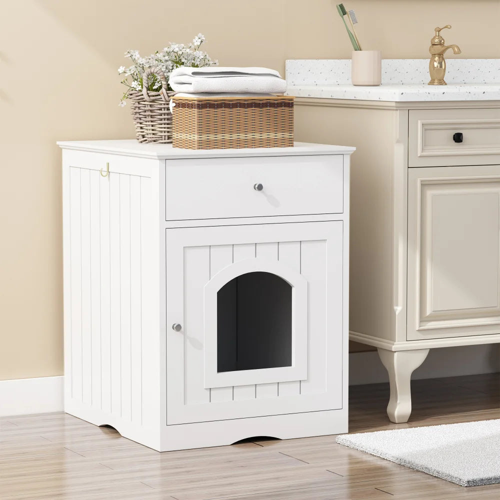 Arenero de madera para gatos con cajón, caseta para mascotas, jaula para gatos de interior, mesita de noche, mesa auxiliar, muebles para mascotas