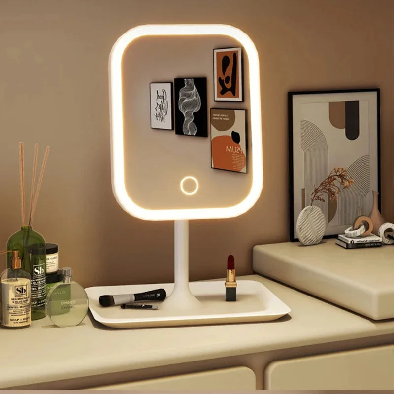 NEW 3 Colors Dimmable Lights Rechargeable LED Vanity Mirror Touch Control Makeup Mirror for Home Travel Portable Cosmetic