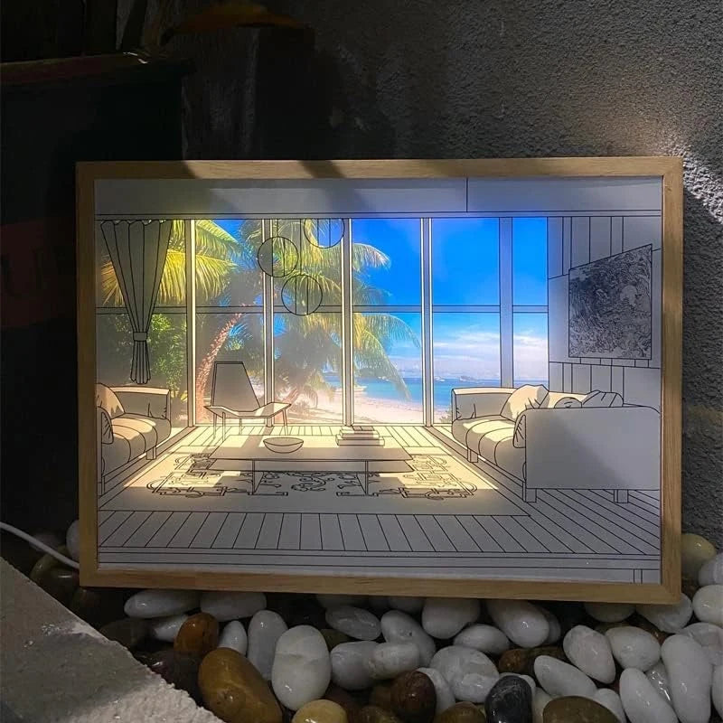 Led Mood Lamp Painting Wall Art 3 Color Changable Modes Romantic Decorative Night Light For Bedroom Living Party