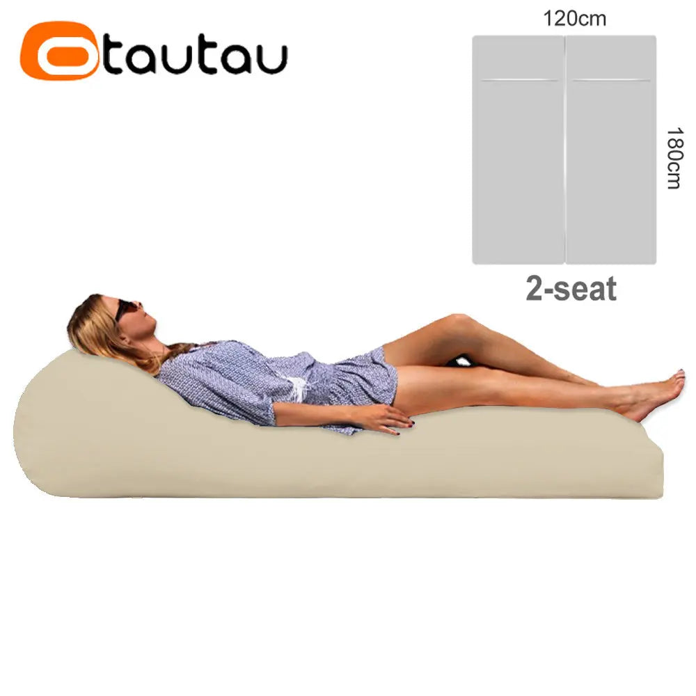 OTAUTAU Puf de 2 asientos para exteriores Funda sin relleno Impermeable Jardín Playa Camping Tumbona Sofá Cama Piscina Puff Sac