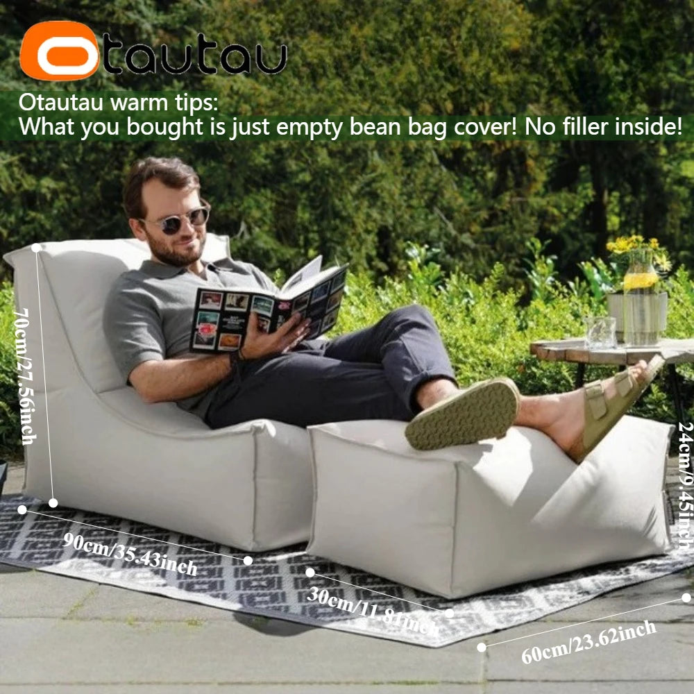 OTAUTAU Outdoor Oxford Bean Bag Cover Swim Pool Float Lounger Beach Club Pouf SF505【No Filler!You Need To Fill It By Yourself!】