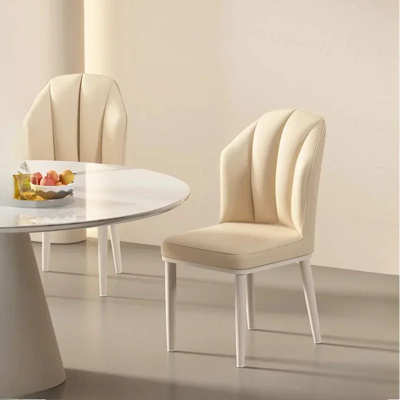 Silla de comedor color crema - Sillón moderno minimalista con patas de madera, silla decorativa de mediados de siglo para sala de estar y comedor