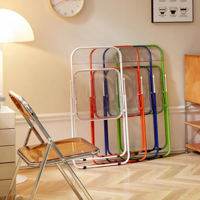 Silla plegable de celebridad de Internet, silla transparente acrílica, foto de silla terminada sin silla, taburete plegable simple de cristal para comedor