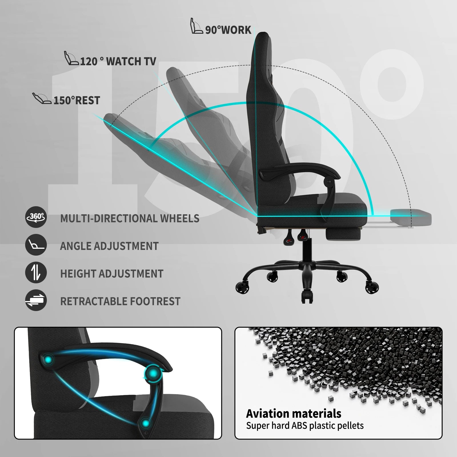 Silla gaming, sillas gaming grandes y altas para adultos con reposapiés y soporte lumbar, silla de ordenador ergonómica y cómoda