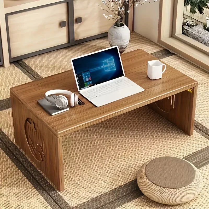 Versatile Bamboo Folding Table - Japanese Style, Perfect for Bedroom & Study, Durable Low-Rise Design with Smooth Finish