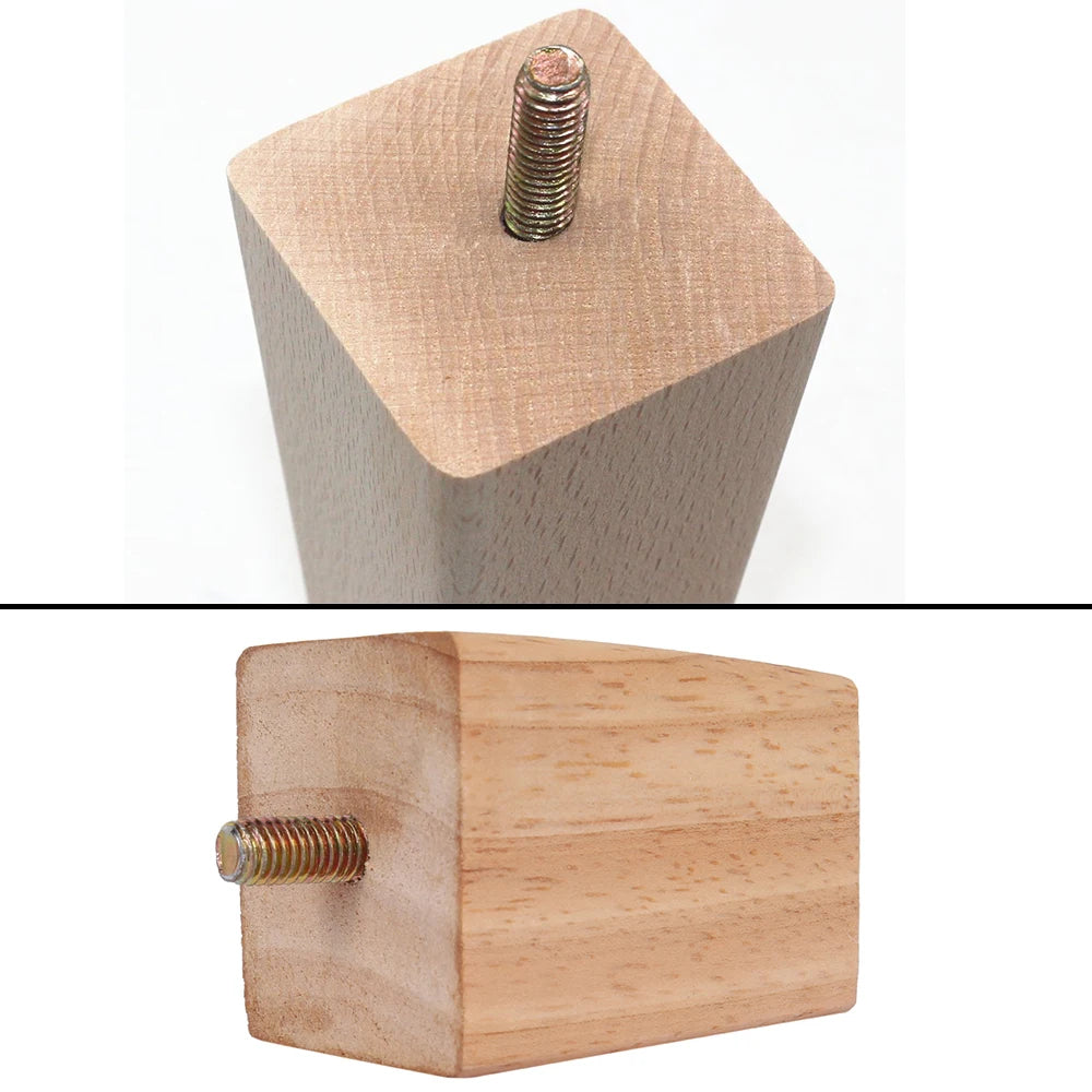 Patas cuadradas para muebles de 4/8 piezas de 6/10/15 cm, patas de sofá de madera maciza, patas de muebles de repuesto con tornillos, placa de montaje y almohadillas