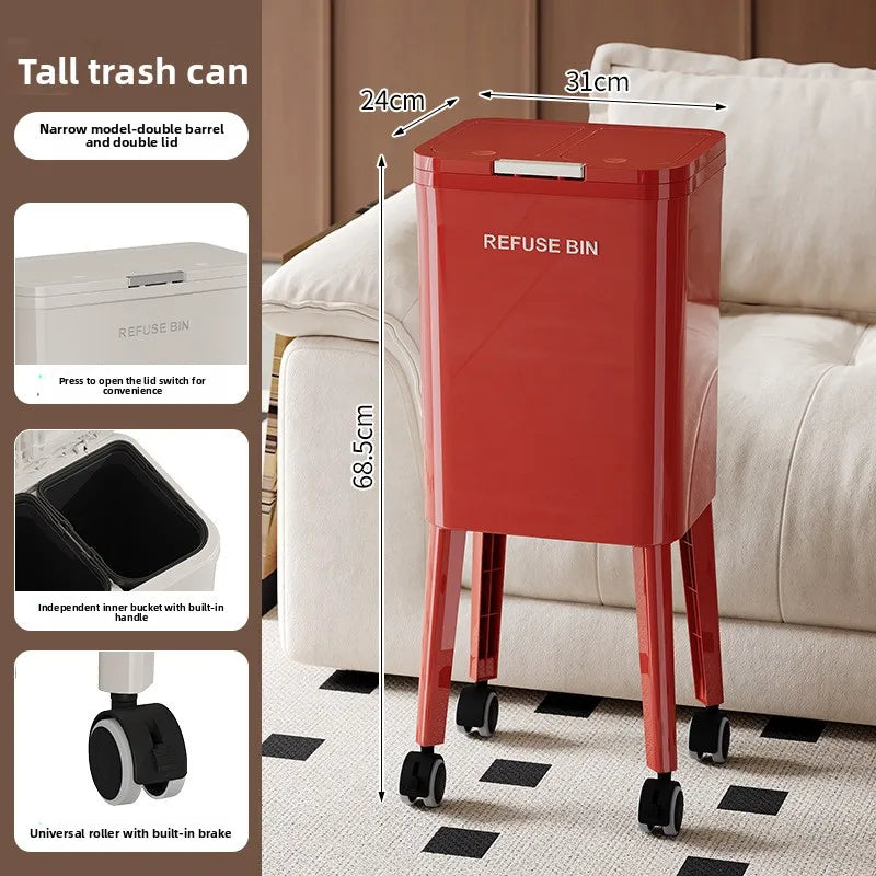 Bote de Basura de Cocina de Gran Capacidad con Tapa Automática Sin Contacto con Pedal Ruedas Grandes No Necesita Agacharse Hogar Bolsas de Basura