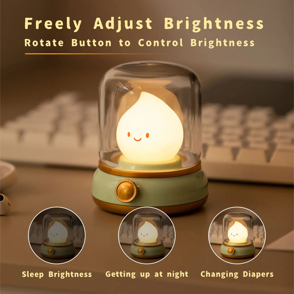 Bonita lámpara de llama, vela, luz nocturna, lámpara decorativa LED de escritorio, lámpara nocturna recargable por USB, regalo creativo para niños para dormitorio