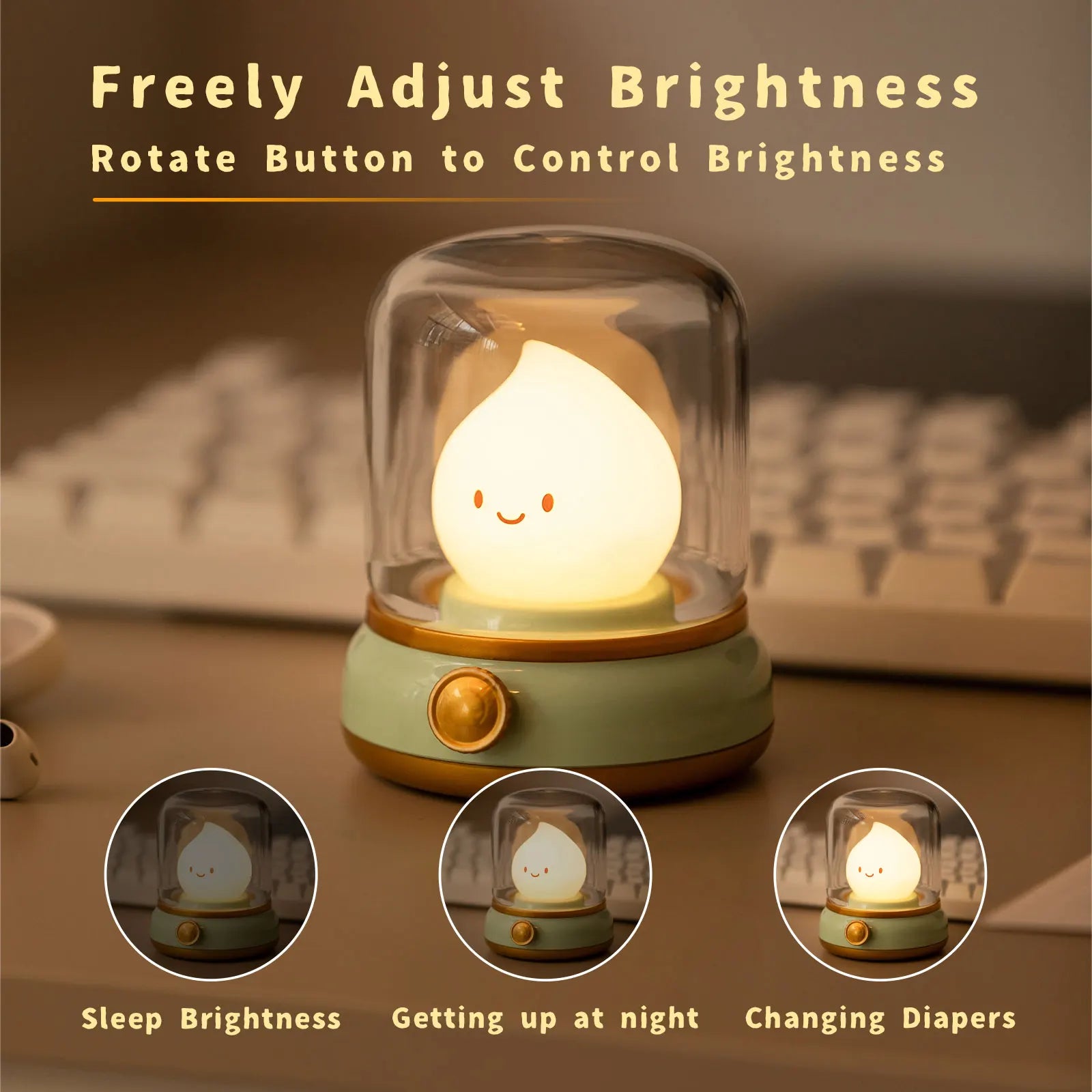 Bonita lámpara de llama, vela, luz nocturna, lámpara decorativa LED de escritorio, lámpara nocturna recargable por USB, regalo creativo para niños para dormitorio