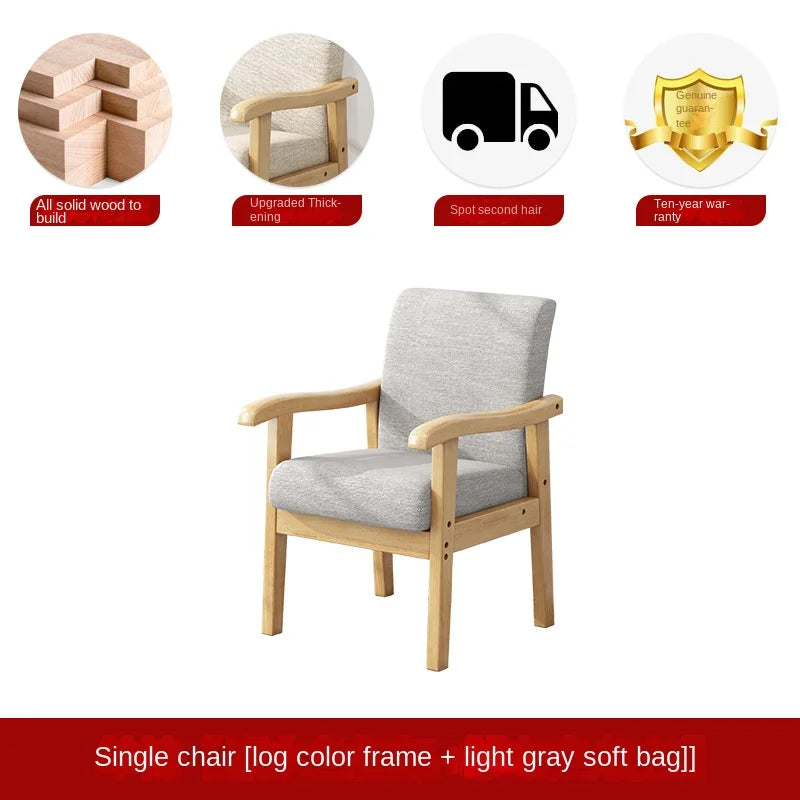 Silla de madera maciza, silla individual, silla de escritorio para ordenador, silla cómoda con respaldo para el hogar, sillón para sentarse, silla para mahjong para ancianos