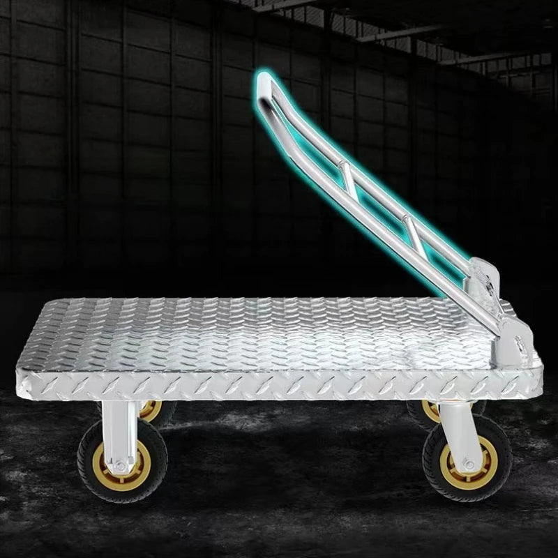 Carrito de Jardín Plegable Reforzado, Vagón Utilitario, Ruedas Todoterreno, Cama de Acero para Transportar Mantillo, Leña, Plantas, Herramientas