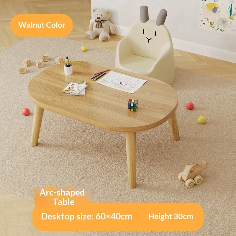 Mesa para niños Escritorio de estudio para niños Patas ovaladas de madera maciza Fácil montaje Mesa auxiliar pequeña para escribir, leer, jugar, para el hogar Escritorio para niños