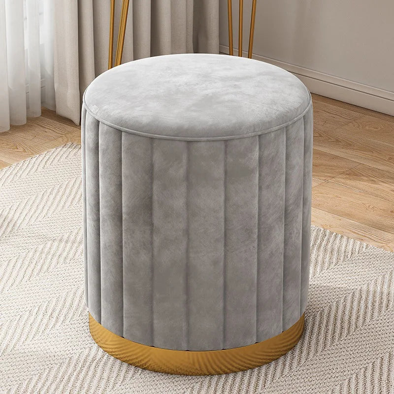 Taburete de almacenamiento de moda, taburete para cambiarse los zapatos, taburete de maquillaje, taburete redondo para tocador de dormitorio, taburete redondo nuevo con espacio de almacenamiento