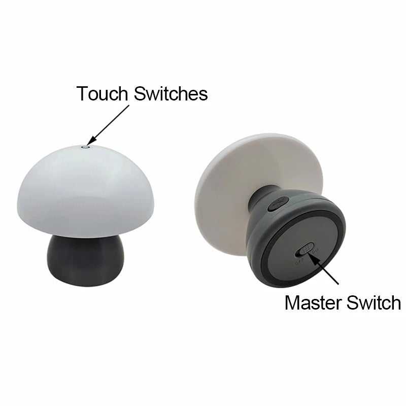 Lámpara de Mesa LED con forma de Seta, Recargable, Táctil, para Escritorio, Cafetería, Bar, Decoración de Dormitorio de Hotel, Ambiente Nórdico Creativo, Pequeña Luz Nocturna