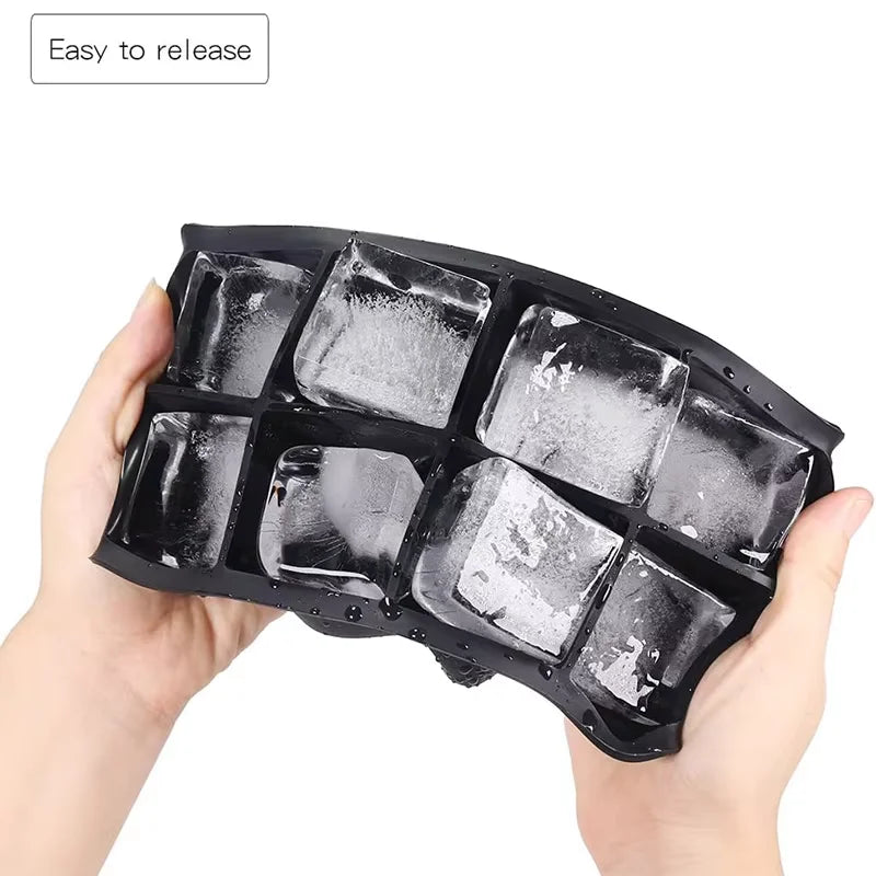 Bandeja Grande para Cubitos de Hielo, Molde de Silicona para Hielo, Bandeja de Hielo de Whisky de Fácil Liberación con Tapa, Molde Cuadrado Apilable para Cócteles y Zumo