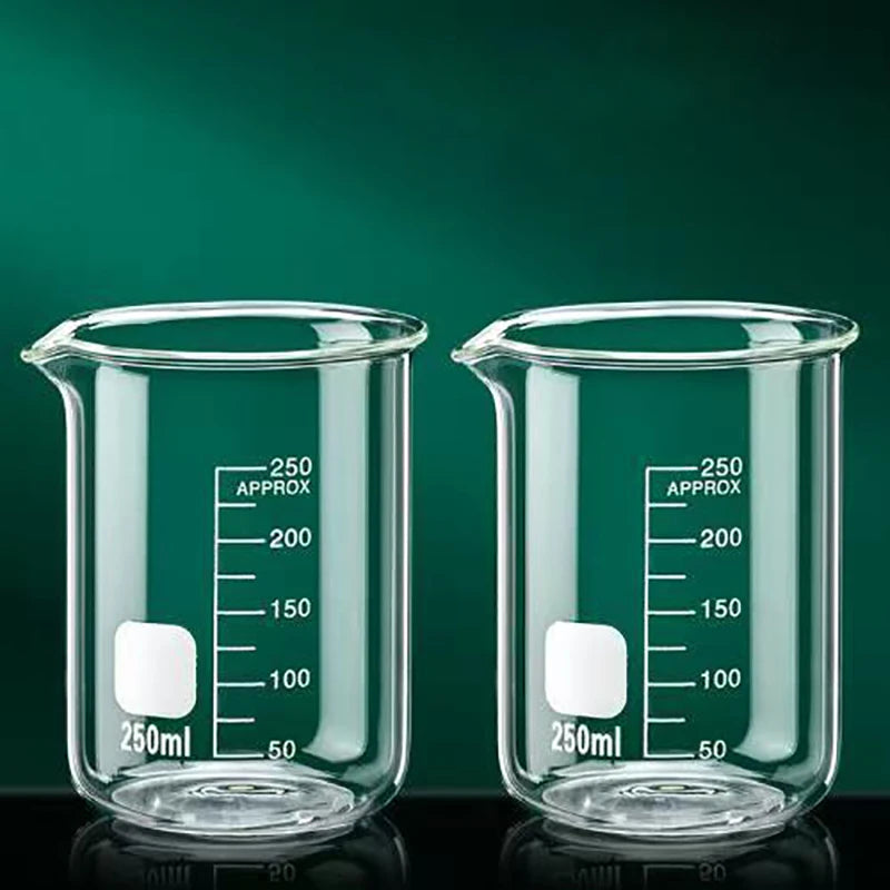 JUSTINLAU 50/100/150/250/500/1000ML High Borosilicate Glass Measuring Cup with Scale Laboratory Beaker Kitchen Baking Glass Cups