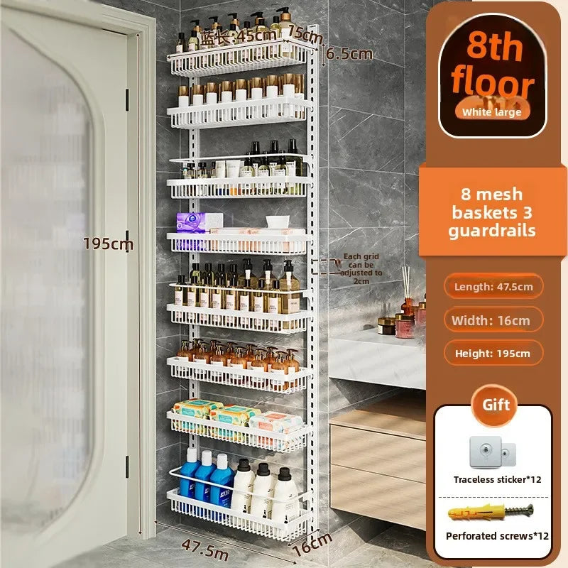 Estante de almacenamiento de especias y condimentos de pared multicapa ajustable para gabinete de cocina, sin perforaciones, para colgar en la pared