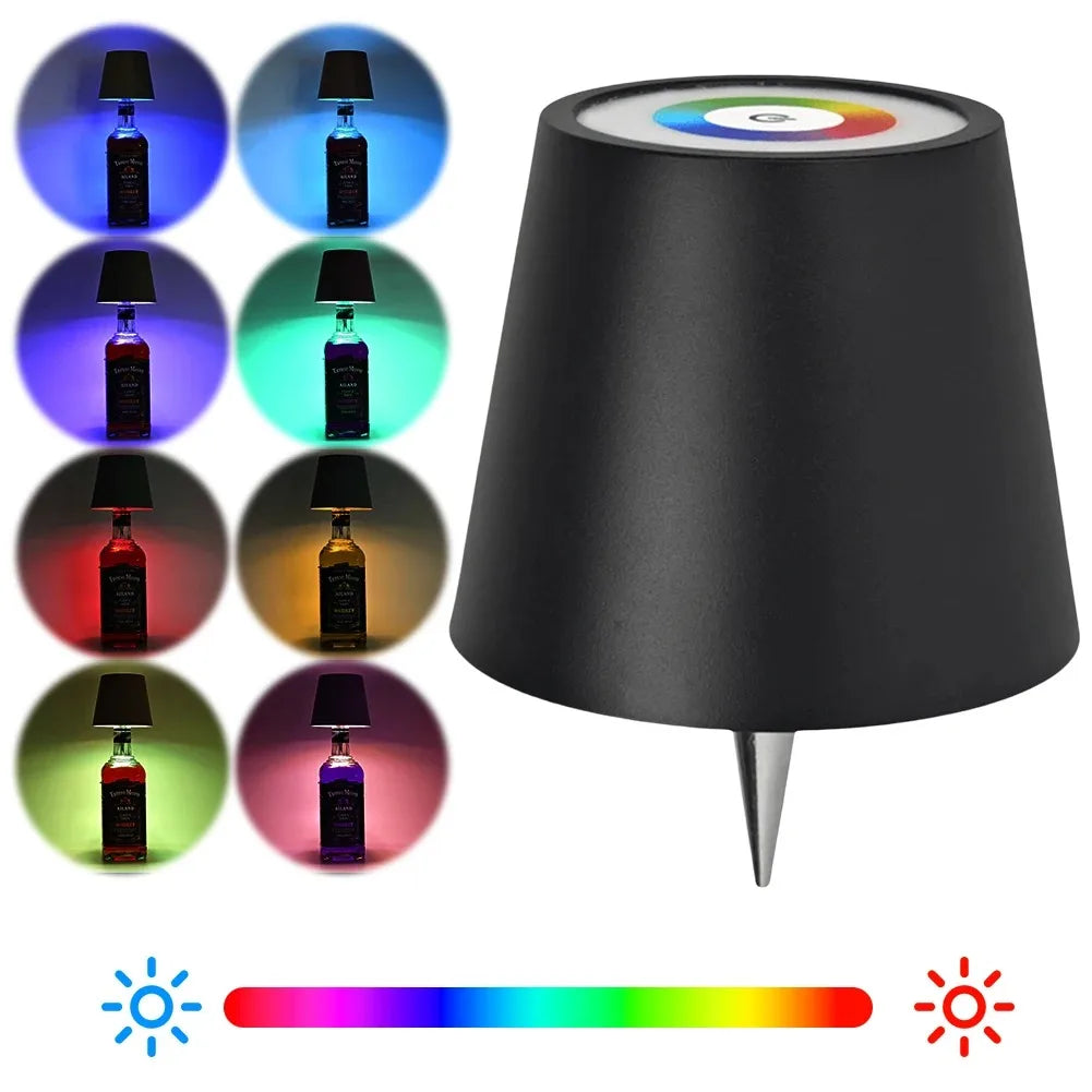 Lámpara de mesa inalámbrica para botellas de vino, luz LED para botellas para uso en exteriores, control táctil, ideal para restaurantes, bares, fiestas y festivales
