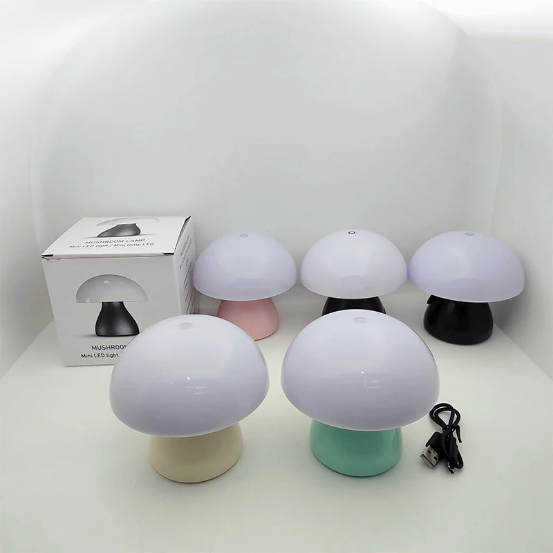 Lámpara de Mesa LED con forma de Seta, Recargable, Táctil, para Escritorio, Cafetería, Bar, Decoración de Dormitorio de Hotel, Ambiente Nórdico Creativo, Pequeña Luz Nocturna