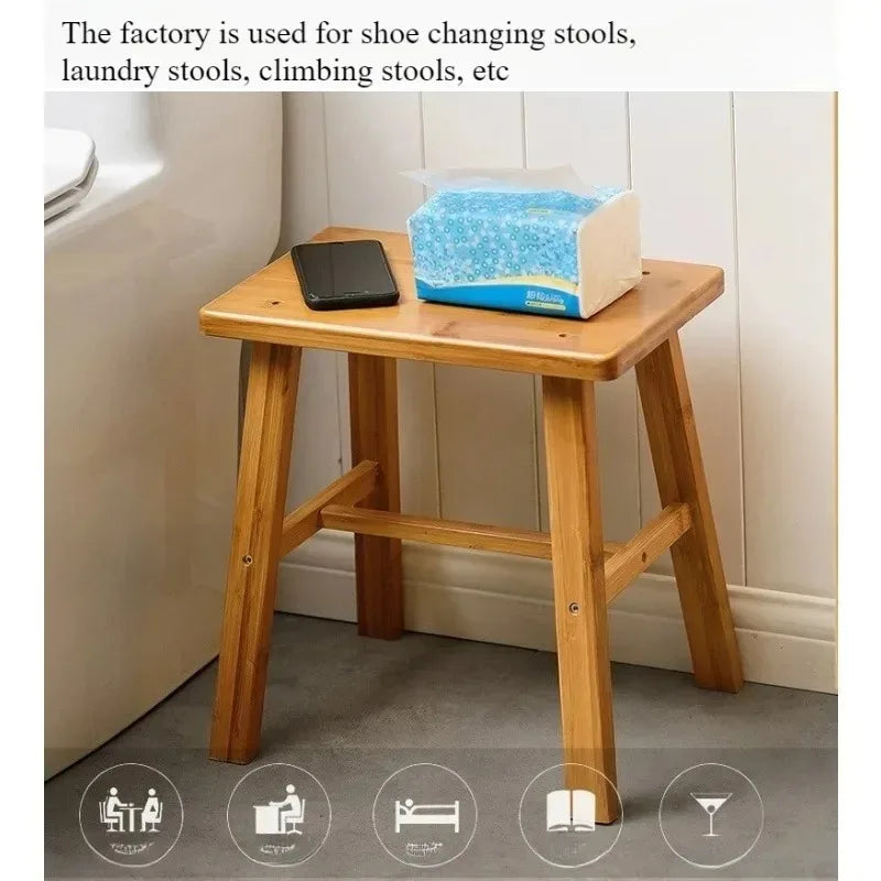 Taburete Nanzhu Mazar engrosado Banco de madera Taburete pequeño Taburete bajo para baño portátil y simple