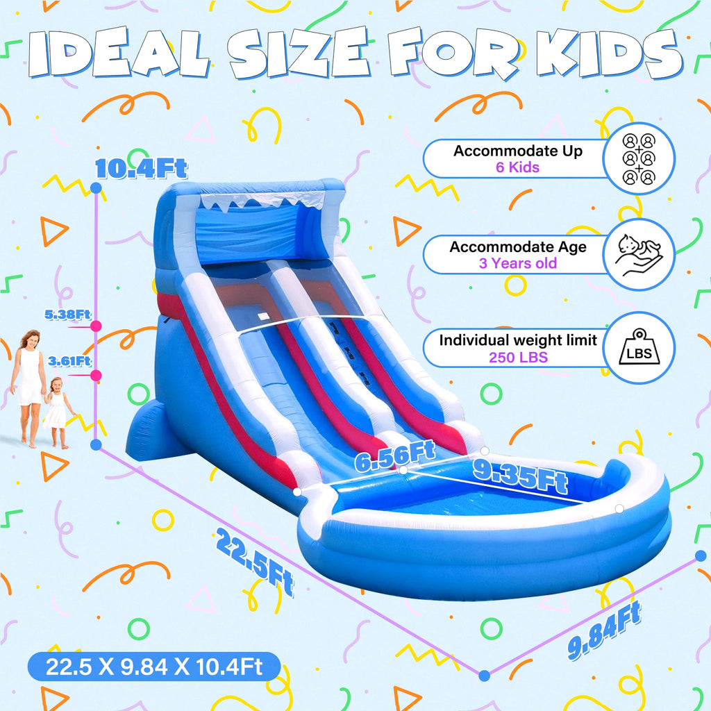 Tobogán acuático hinchable de grado comercial para exteriores e interiores, tobogán acuático hinchable de grado comercial con piscina para fiestas de cumpleaños, parque acuático con toboganes