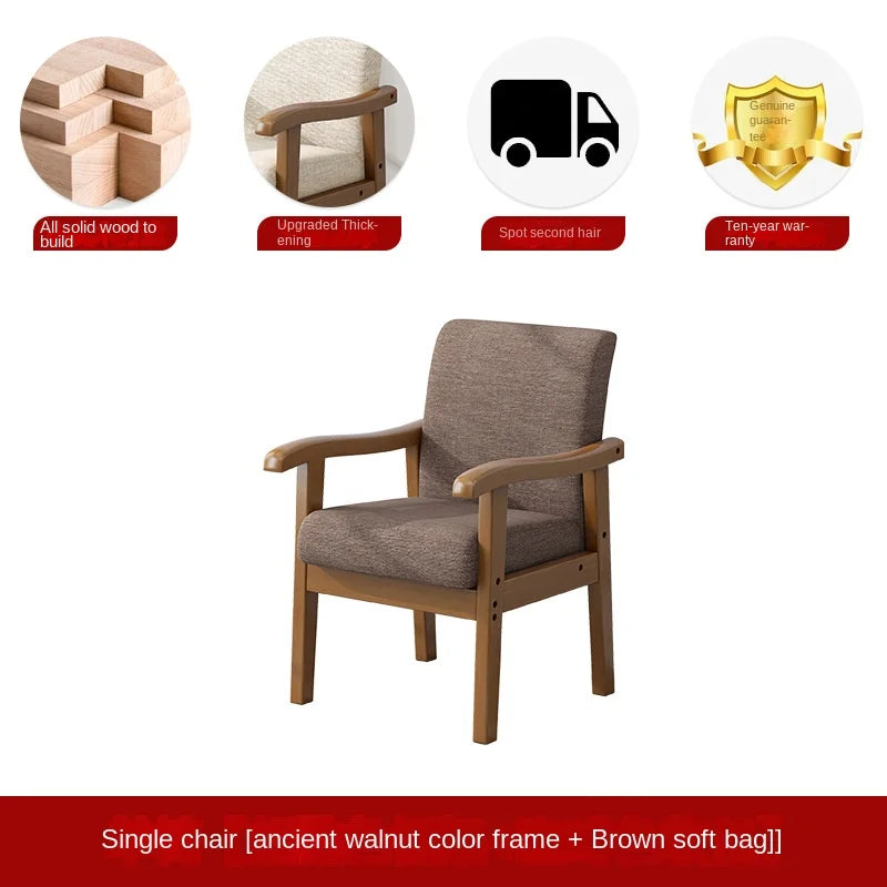 Silla de madera maciza, silla individual, silla de escritorio para ordenador, silla cómoda con respaldo para el hogar, sillón para sentarse, silla para mahjong para ancianos