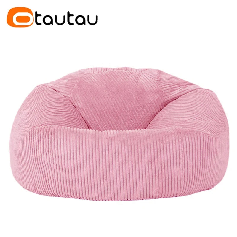 OTAUTAU Funda de puf de pana sin relleno, sillón puff tipo puf de suelo para vagos, puff otomana, tumbona, muebles sin marco DD025