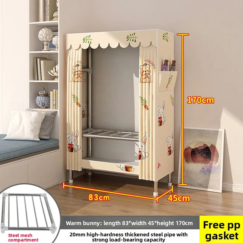 Armario de tela portátil Ropero Armario Dormitorio Habitación de alquiler Pequeño gabinete de almacenamiento plegable Fácil montaje Organizador duradero