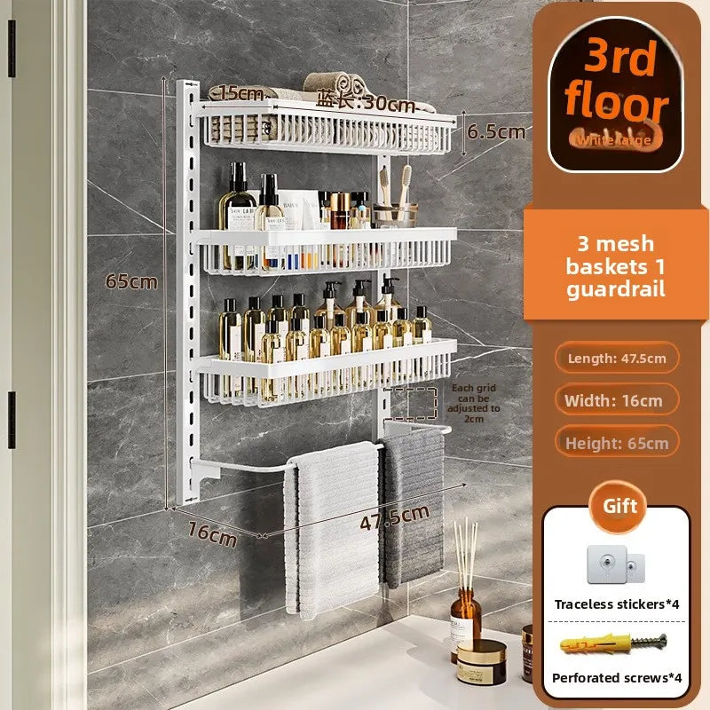 Estante de almacenamiento de especias y condimentos de pared multicapa ajustable para gabinete de cocina, sin perforaciones, para colgar en la pared