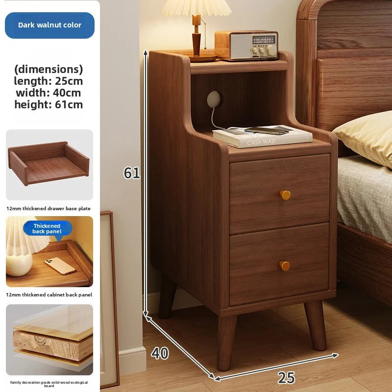 Muebles de hogar Mesita de noche Pequeña mesita de noche con almacenamiento Estrecho mueble de dormitorio Mesita de noche
