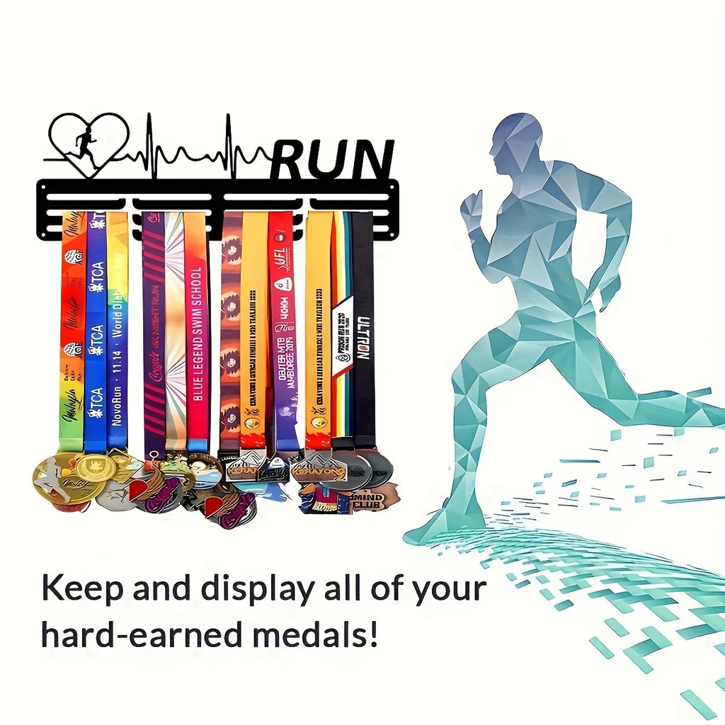 1pc Soporte de Metal Negro para Medallas - Estante de Almacenamiento Colgante Multifuncional para Medallas Deportivas de Running, Decoración para el Hogar y la Oficina