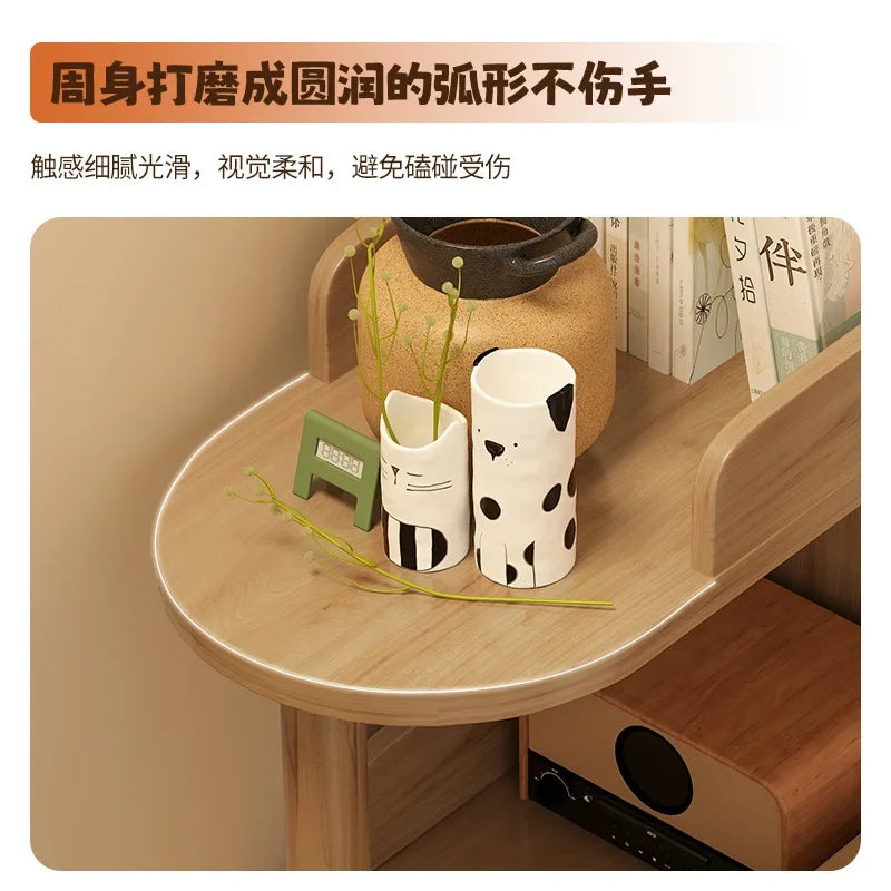Mesa de Noche Esquinera de Madera, Mesa Auxiliar Moderna Simple de Múltiples Capas, Gabinete de Noche, Estantería Vertical, Hogar, Sala de Estar