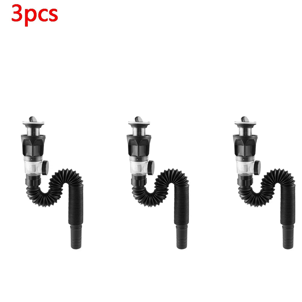 Juego de desagüe de lavabo de acero inoxidable, tubería de drenaje a prueba de olores, montaje en pared para fregadero de cocina y baño con cesta coladora y accesorios