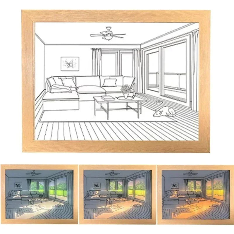 Led Mood Lamp Painting Wall Art 3 Color Changable Modes Romantic Decorative Night Light For Bedroom Living Party