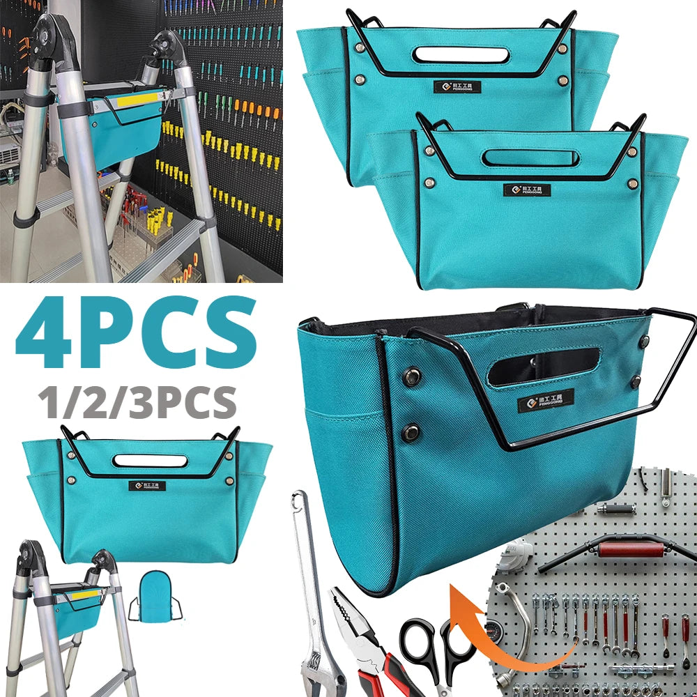Bolsa de herramientas para escalera telescópica, bolsa portátil para herramientas multiusos, bolsa de almacenamiento de herramientas para escalera de tijera, organizador de herramientas Oxford impermeable