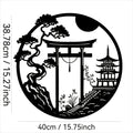 Fashion New Elegant Japanese Bird & Torii Gate Metal Wall Art, Easy-to-Hang Sparrow Door Sculpture for Modern Home Office Decor