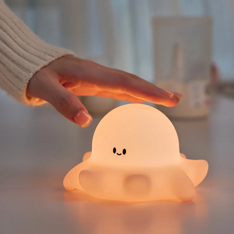 Luz nocturna de pulpo, calamar, dibujos animados, silicona, recargable, decoración interior, lámpara ambiental, regalo de cumpleaños para niños