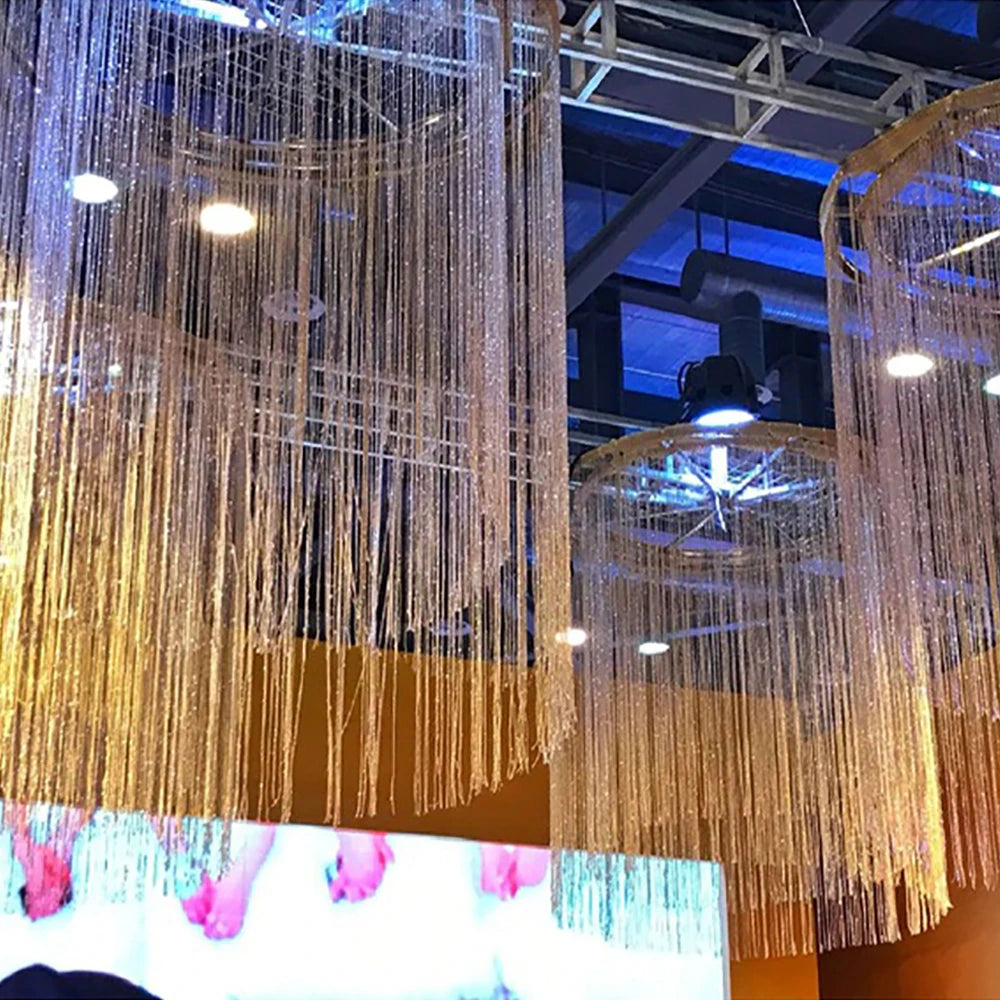 Cortina de Hilo Brillante para Puerta Divisor de Habitaciones Ciega Cinta Plateada Borla Brillante Línea Flash Cortina para Boda Fiesta Decoración de Ventana