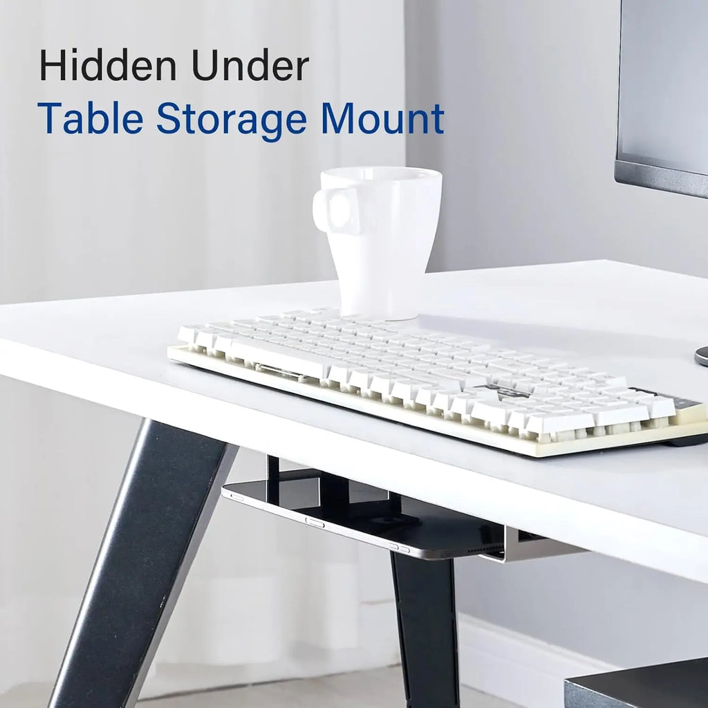 Soporte para portátil debajo del escritorio, soporte de metal para portátil, Mac Mini, Macbook, teclado con silicona antiarañazos