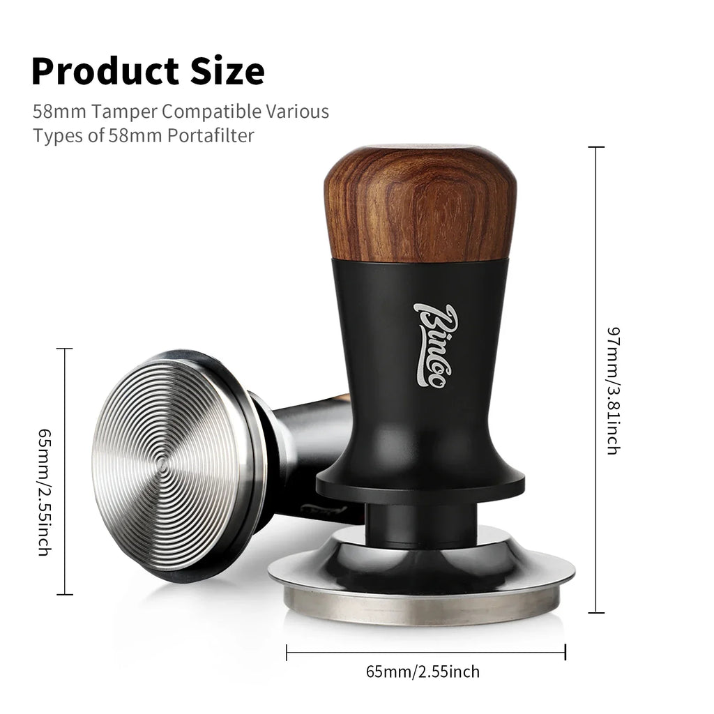 Bincoo Pro Apisonador de Fuerza Constante, Ajuste de Precisión de 51/58 mm, Presión Consistente de 30 LB, Herramienta Profesional para Espresso