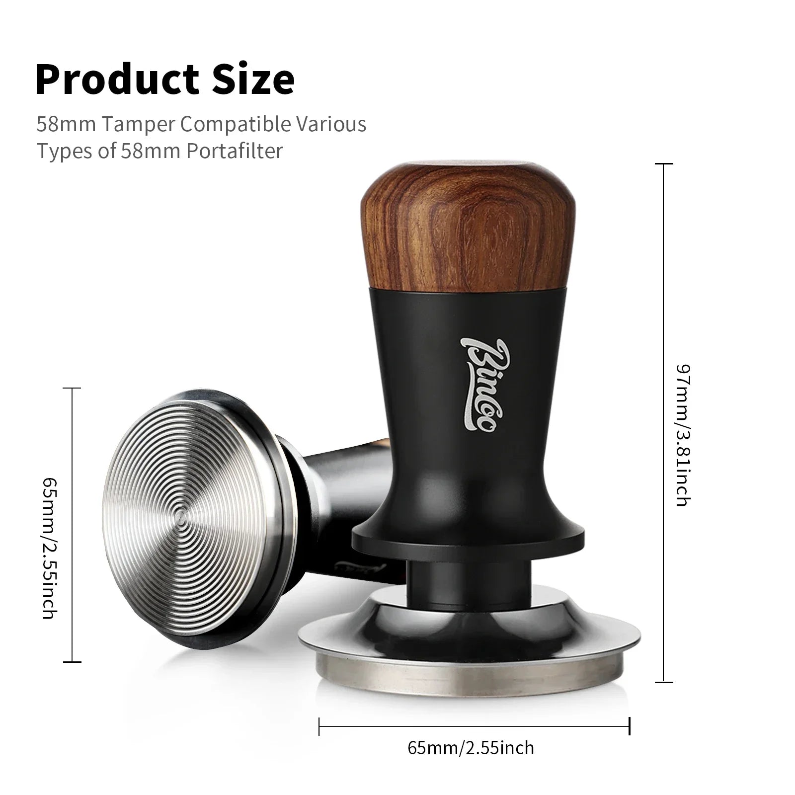 Bincoo Pro Apisonador de Fuerza Constante, Ajuste de Precisión de 51/58 mm, Presión Consistente de 30 LB, Herramienta Profesional para Espresso