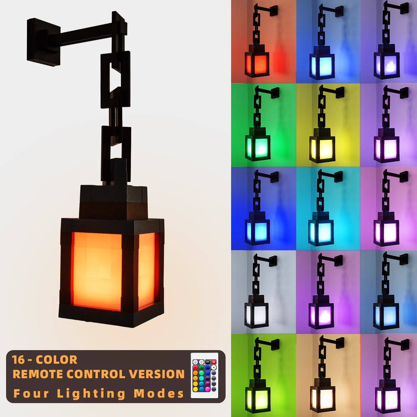 Linterna portátil Pixel Style Night Light, adorno de mesa, 16 colores, linterna, decoración interior DIY, luz de ambiente festivo