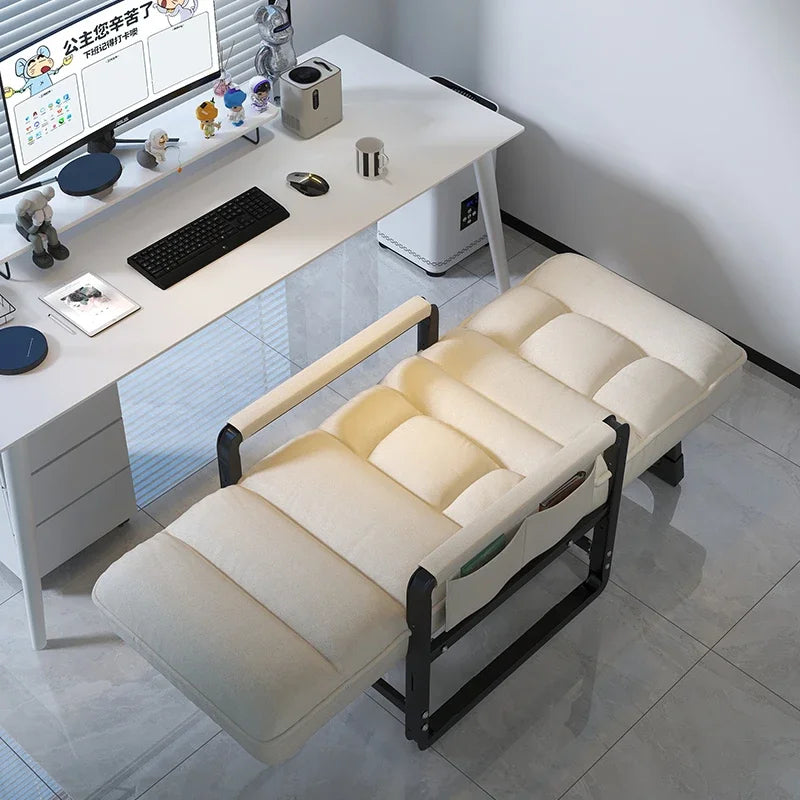 Silla reclinable de oficina, silla plegable para la hora del almuerzo, silla de ordenador, silla de sofá perezosa de doble propósito con respaldo, se puede sentar y acostar