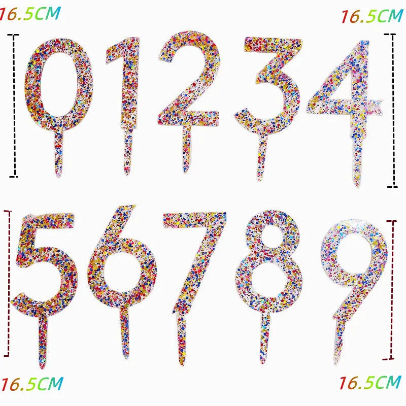Decoración para tarta de cumpleaños con números del 0 al 9, acrílico dorado, para boda, fiesta de cumpleaños infantil, baby shower