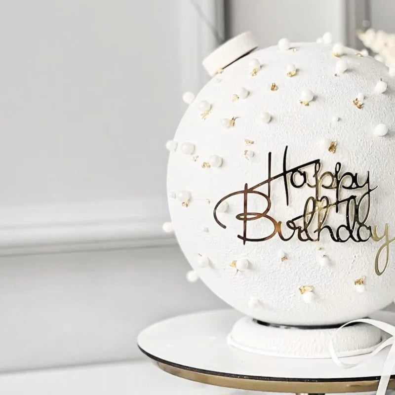 New Simple Style Happy Birthday Cake Topper Flank Footless Gold Acrylic Kids Party Cake Toppers Baby Shower Dessert Decoration
